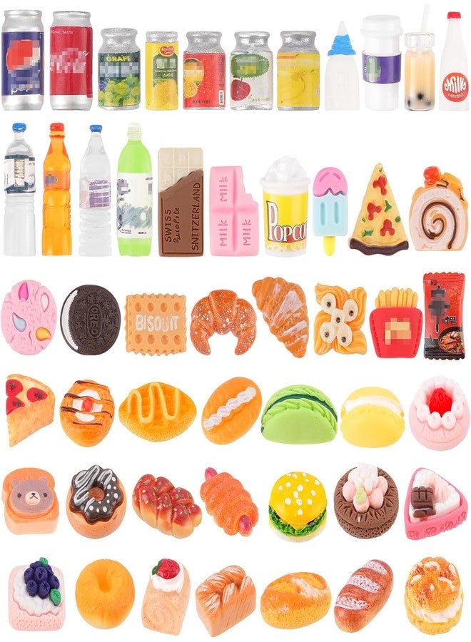 kapeiluo 50Pcs Miniature Food Drinks Bottle Soda Pop Cans, Pretend Play Mini Kitchen Game Party Accessories Toys Hamburg Cake Ice Cream for 1/12 Doll House - Image 1